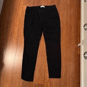 LOFT Black Faux Velvet Jeans Straight Leg